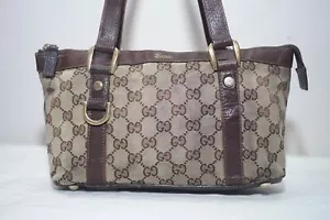Gucci Beige/Braun GG Monogramm Canvas und Leder Abtei Tragetasche mit Reißverschluss - Bild 1 von 13