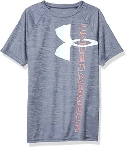 Under Armour 258975 Boys' Tech Split Logo Hybrid T-Shirt Size YSM - Picture 1 of 3