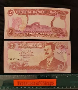 Billete iraquí de 5 dinares era Saddam nítido como nuevo del Banco de Irak desaparecido - Imagen 1 de 1