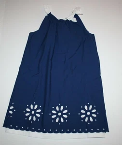 New Gymboree Girls 7 year Navy Blue w White Flower Cut Outs Holiday Party Knee - Picture 1 of 3