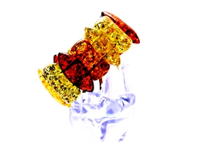 Elastic Genuine Baltic Spangled Amber Bracelet, Natural Handmade Jewelry - Picture 1 of 5