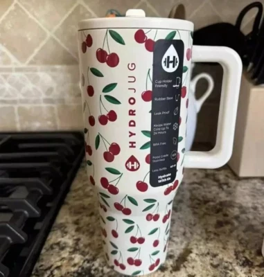 Cherries Hydrojug Traveler 40oz Stainless Steel Flip Straw - LIMITED EDITION