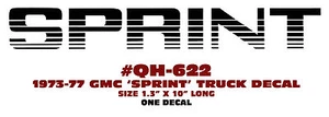 QH-622 1973 1974 1975 1976 1977 GMC TRUCK - SPRINT DECAL - ONE DECAL - Bild 1 von 1