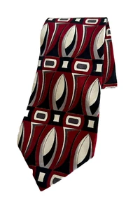 Tie Henry Grethel 100% Italian silk abstract design maroon black white classic - Picture 1 of 11