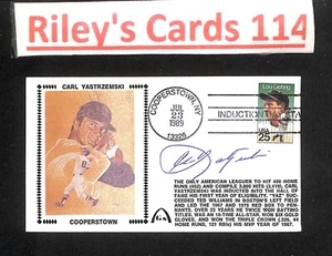 Cartel sobre FDC firmado por Carl Yastrzemski 1989 primer día - Imagen 1 de 2