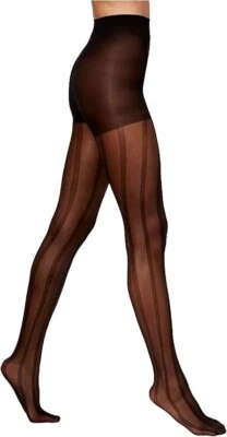 Pantimedias HUE para mujer transparentes CT hechas en EE. UU. rayas audaces negras talla 1 Foto 1 de 4