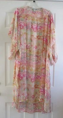AMERICAN RAG CEI M/L SEMI TRANSPARENTE ARRUGADO KIMONO MANGA FLORAL ENVOLTURA LARGA Foto 1 de 4
