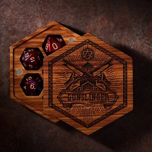 Pistolero | Caja de dados DnD | MADERA DE CEBRA | Bóveda de dados | Juego de dados DnD - Imagen 1 de 5