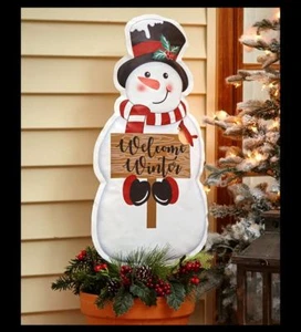 Frosty der Schneemann saisonal Greeter Hof Schild - Willkommen Winter Haustür Dekor - Bild 1 von 12