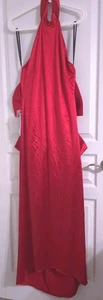 ​B. Darlin red satin gown with a halter neck and a large bow detail on the back - Picture 1 of 10