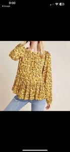 Blusa Maeve Anthropologie Amarilla Ditsy Floral Peplum Para Mujer Talla Mediana - Imagen 1 de 6