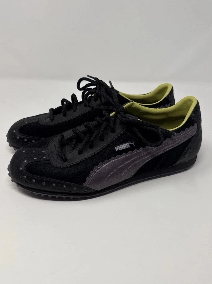 Zapatilla de golf Puma Roma talla 9,5 W negra/berenjena/cuero lima/punta de ala de gamuza Foto 1 de 4