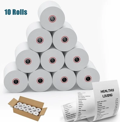 10 rollos de papel térmico para recibos de 3 1/8" x 230 pies rollo de papel para caja registradora POS Foto 1 de 4