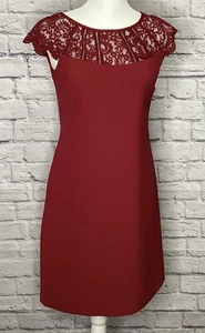 White House Black Market Women’s Size 0 Burgundy Sleeveless A-Line Dress Lace - Picture 1 of 5