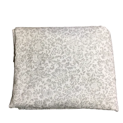 Charisma Queen Flat Sheet White with Gray Flowers 100% Poly Microfiber - Image 1 of 4