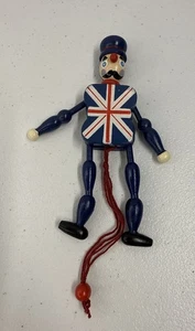 Weihnachtsschmuck Holz Zugschnur Hampelmann Spielzeug Soldat Vintage - Bild 1 von 3