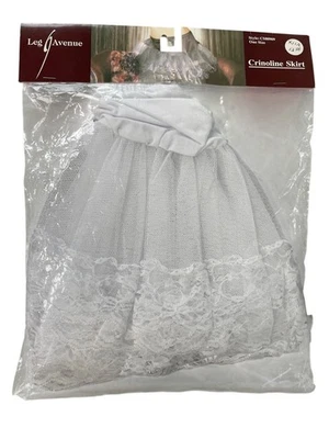 Leg Avenue Crinoline Skirt One Size White Floral Lace Mesh Costume Accessory NEW - Image 1 of 4