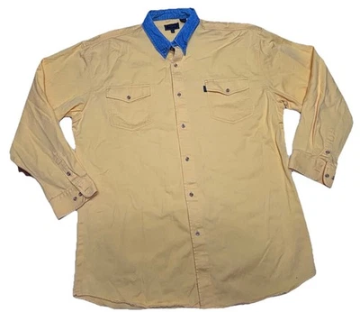 Camisa vaquera vintage Roper Western 3XLT amarilla cuello vaquero manga larga con botones Foto 1 de 4