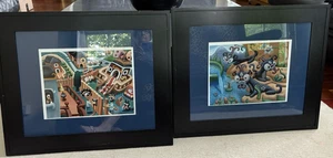 2 Melvin McGee Framed Matted Signed Numbered Prints "Watering Hole" & "Fencing" - Picture 1 of 10