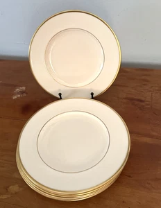 Wedgwood California Bone China 8" Salatteller weiß mit Goldrand 6er Set #W4377 - Bild 1 von 4