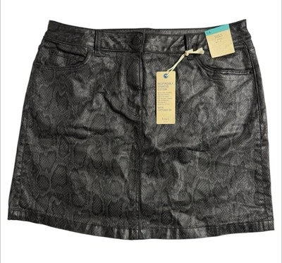 BNWT M&S Denim Snake Print Black Mini Skirt - UK Size 14 - Image 1 of 4