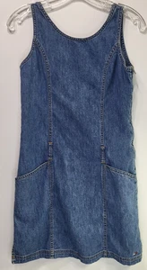 Tommy Hilfiger Denim Dress Youth Sz 16 Sleeveless Front Pockets Y2K 90s Vtg - Picture 1 of 17