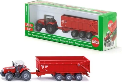 SIKU 1844 - modellino 1:87 - TRATTORE MASSEY FERGUSON CON RIMORCHIO - NUOVO - Immagine 1 di 4