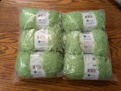 COATS MODA DEA MODADEA FUR SURE YARN SIX EACH 98 YARDS VALLEY GREEN FRINGE - Image 1 of 4