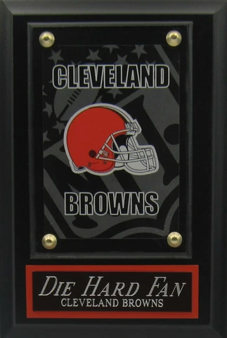DIE HARD FAN CLEVELAND BROWNS LOGO CARD PLAQUE FOR YOUR MAN CAVE WALL DECOR Cover