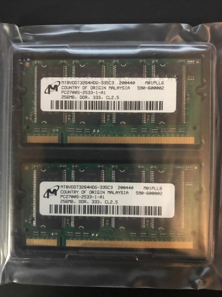Coppia RAM DDR 256MB MT8VDDT3264HDG-335C3 - Immagine 1 di 1