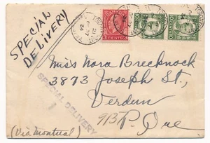 Special Delivery Royal York Hotel Toronto to Verdun P.Q. Via Montreal 1934 Cover - Picture 1 of 4