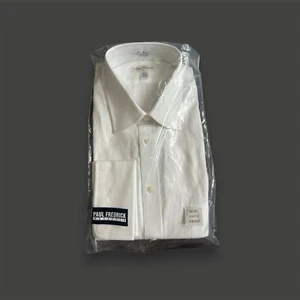 Paul Fredrick Trim Fit 80's Two Ply Pinpoint Oxford Dress Shirt Men 17/36 - Picture 1 of 2