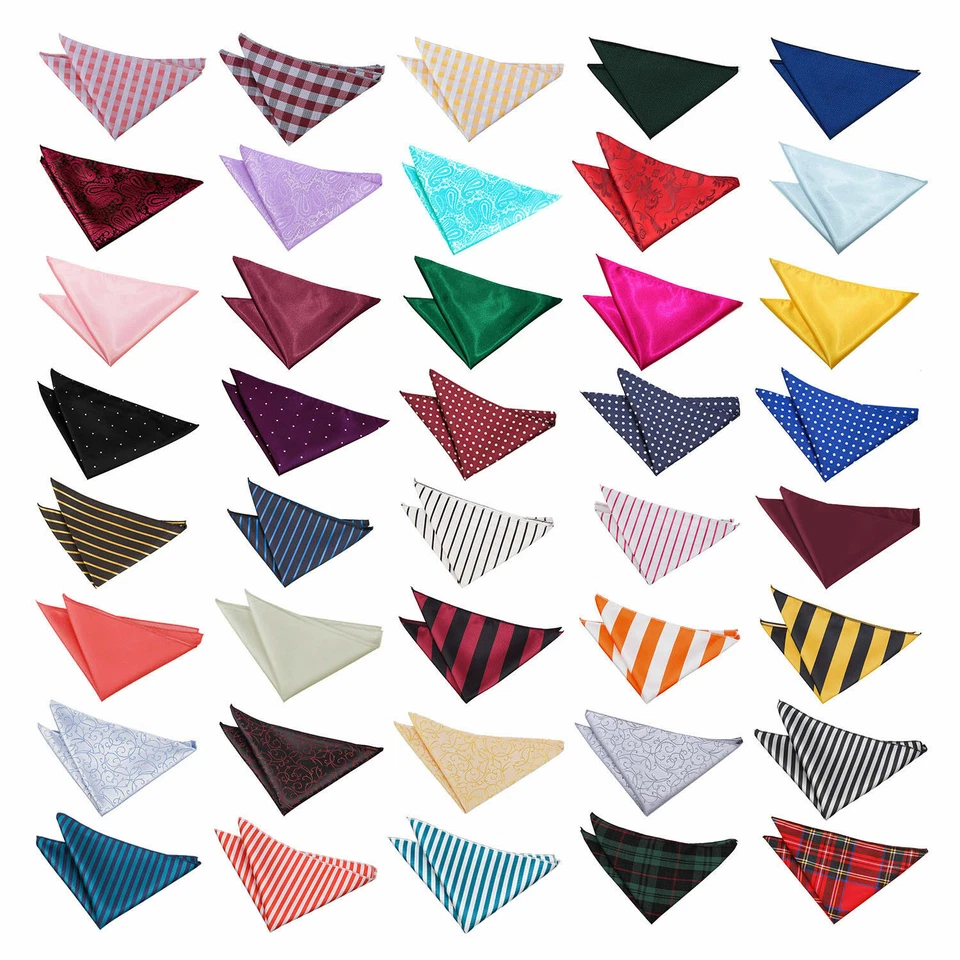 Mens Handkerchief Hanky Solid Plain Patterned Floral Paisley Polka Stripe by DQT - Image 1 of 1