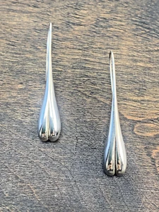 Vintage Artisan ART studio BRUTALIST Mid century Modern Drop Sterling Earrings - Picture 1 of 5
