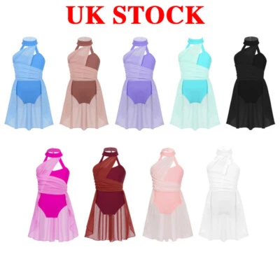 UK Girl's Lyrical Contemporary Modern Dance Costume Hater Ballet Leotard Dresses - Image 1 of 4