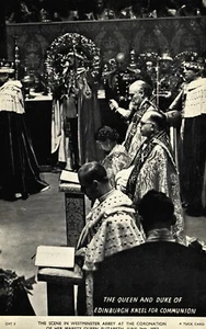 Reina Isabel II Duque de Edimburgo Realeza C1952 Coronación Sagrada Comunión - Imagen 1 de 3