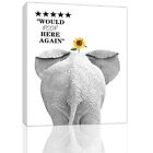 CSWMZQZY Elephant Bathroom Wall Art Funny Elephant Sunflower Canvas Picture W...