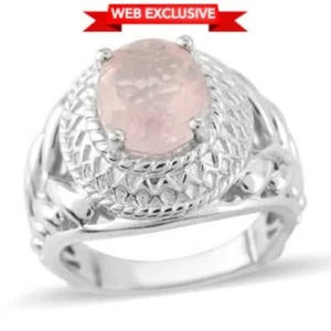 Galilea Rose Quartz Ring in Sterling Silver 1.70 ctw - Size 7 - Picture 1 of 6