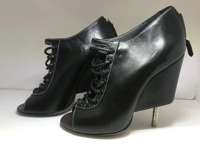 GIVENCHY NISSA ANKLE BOOTS BLACK LEATHER LACE UP SIZE 36 1/2 US 6 1/2 $1625 - Image 1 of 4