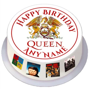 Queen Birthday Round Edible Cake Topper Personalised for 7 / 8 inch Cake Freddie - Picture 1 of 4