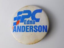 PC EDNA ANDERSON BUTTON CAMPAIGN ELECTION ADVERTISING PROGRESSIVE CONSERVATIVE