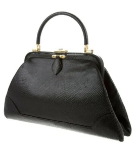 Judith Leiber schwarz Karung Schlangenhaut Tag Abend Schulter TASCHE Kelly Vintage Koi - Bild 1 von 11