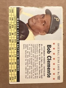 1961 POST CEREAL #132 ROBERTO CLEMENTE PITTSBURGH PIRATES BASEBALL CARD HOF RARE - Picture 1 of 5