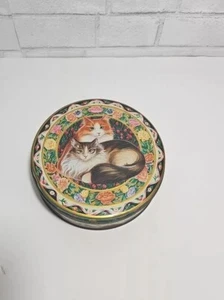 "De colección 6,5"" Redondo Metal Galleta Confitería Caramelo Lata Gatos y Flores" - Imagen 1 de 11