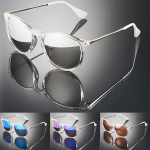 Clear Frame Round Retro Vintage Women's Sunglasses Trendy Mirrored Sun Glasses - Picture 1 of 5
