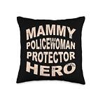 Mammy Policewoman Protector Hero Mom Profession Superhero Throw Pillow, 16x16...