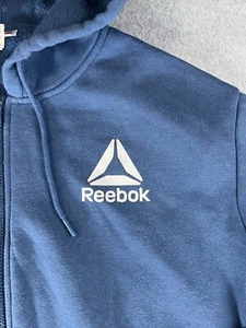 Reebok Full Zip Hoodie Jacket Unisex XL Blue Long Sleeve Workout Fitness Casual - Picture 1 of 10