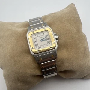 Cartier Santos Ladies Two Tone Stainless Steel & Yellow Gold Quartz Watch - Picture 1 of 20