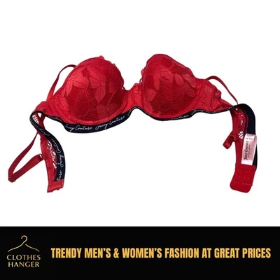 Sujetador push up acolchado de encaje rojo Juicy Couture 36C gancho y ojo Foto 1 de 4