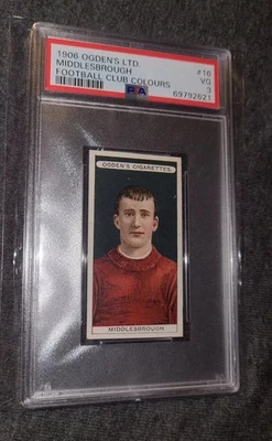 Middlesbrough AFC 1906 Ogden's Ltd Club Colours #16 Soccer Tobacco Card PSA 3 VG - Image 1 of 2
